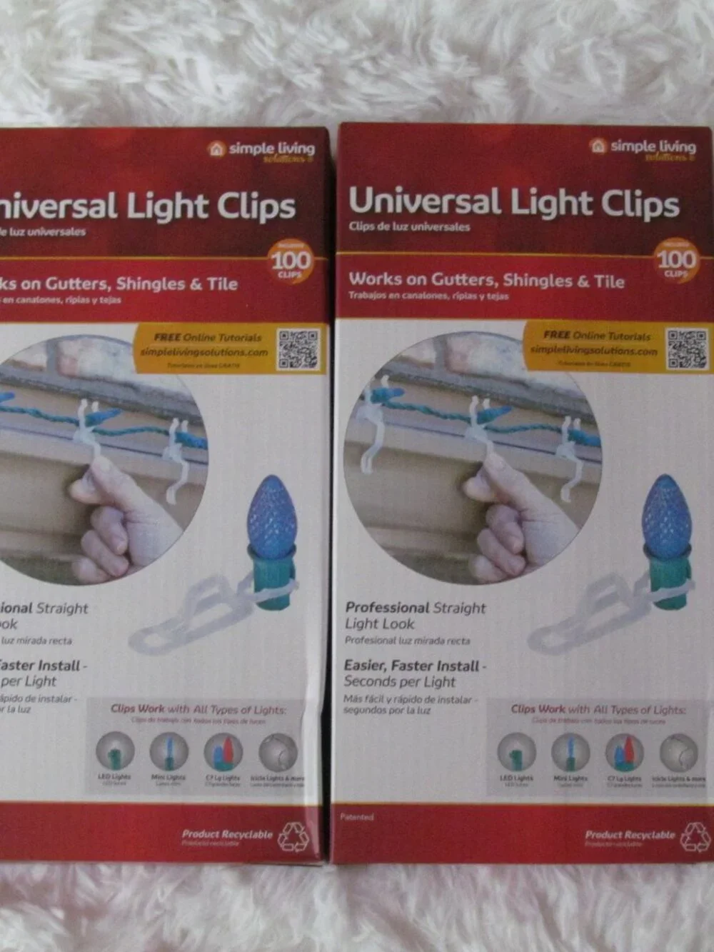 Simple Living Universal Light Clips 100 Per Box - Lot of 2 Boxes - NEW